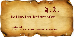 Malkovics Krisztofer névjegykártya
